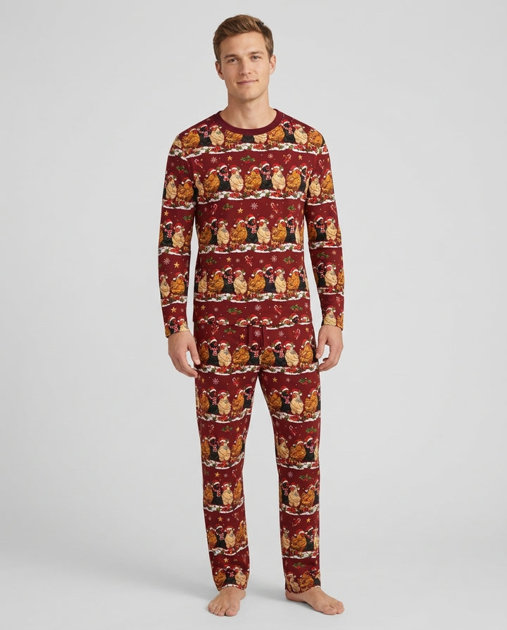 Farm Chicken Christmas Bamboo Men's Pajama Set