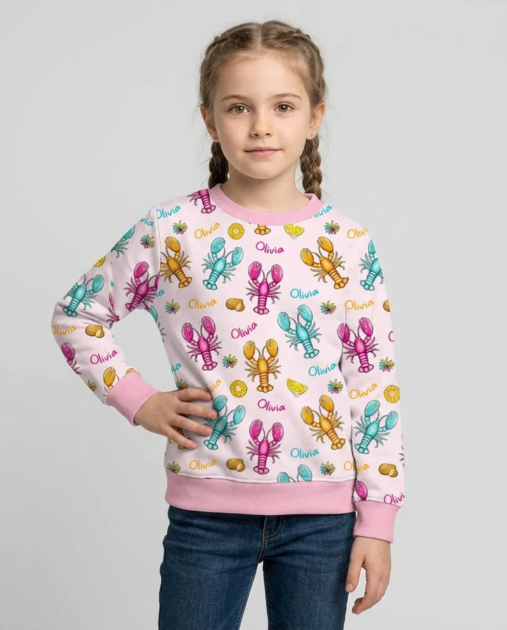 Personalisierter Name Krabben-Crew Bambus-Rundhals-Sweatshirt