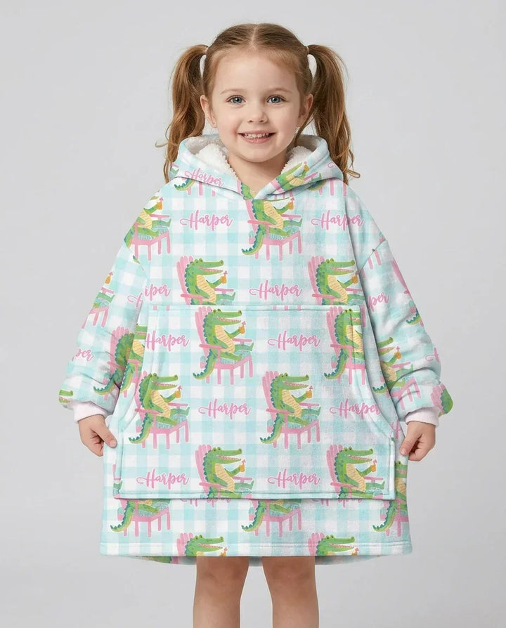Personalisierbarer Name Preppy Later Gator Bambus Decken-Hoodie