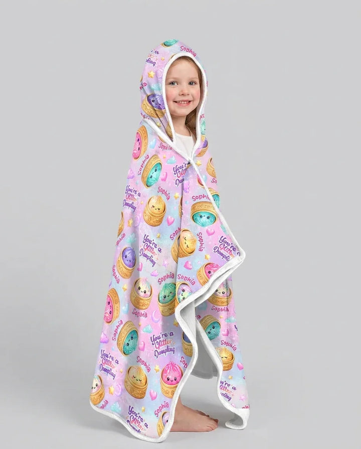 Custom Name You're A Glitter Dumpling Bamboo Wearable Hooded Blanket