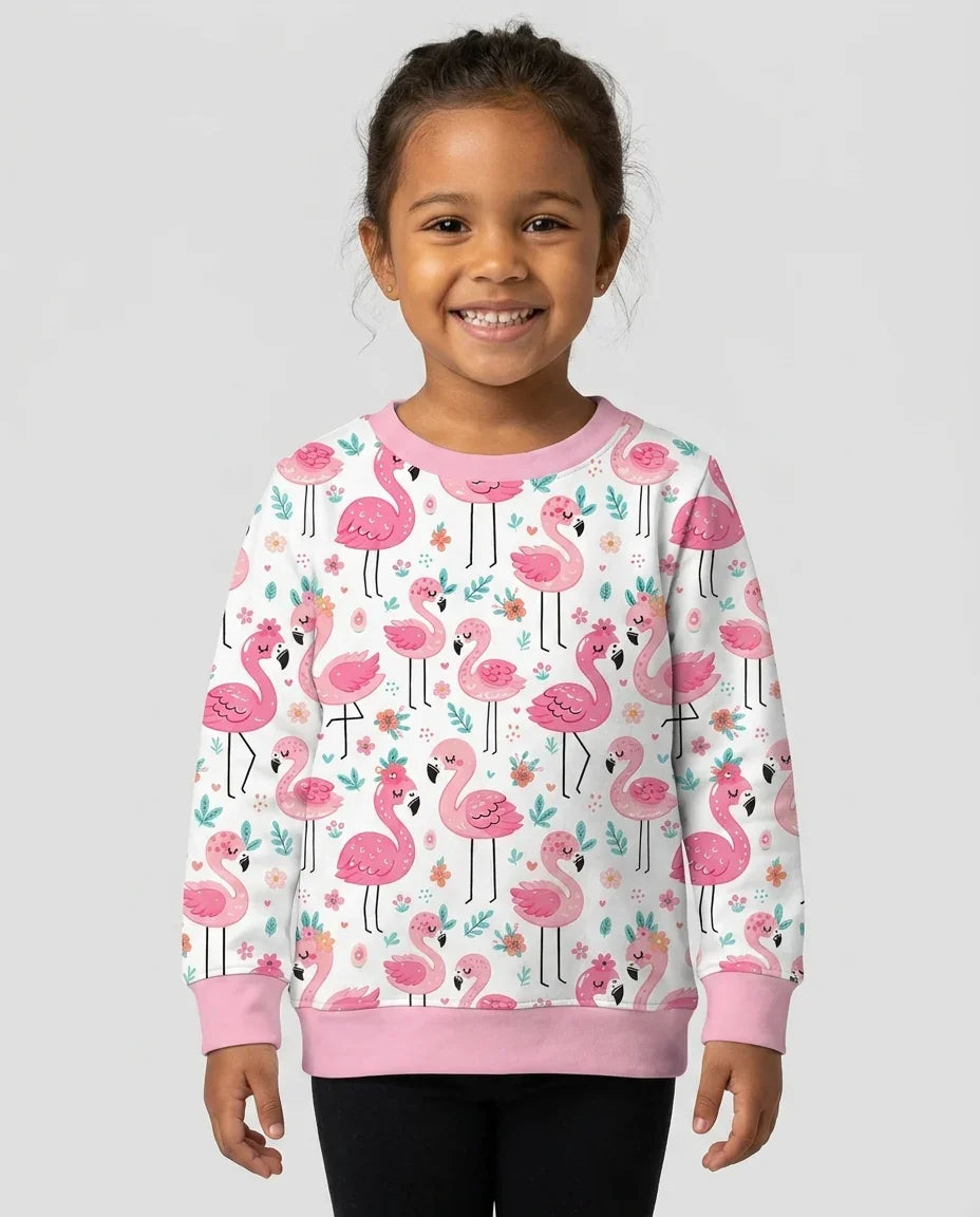 Hello Flamingo Bambus Rundhals-Sweatshirt