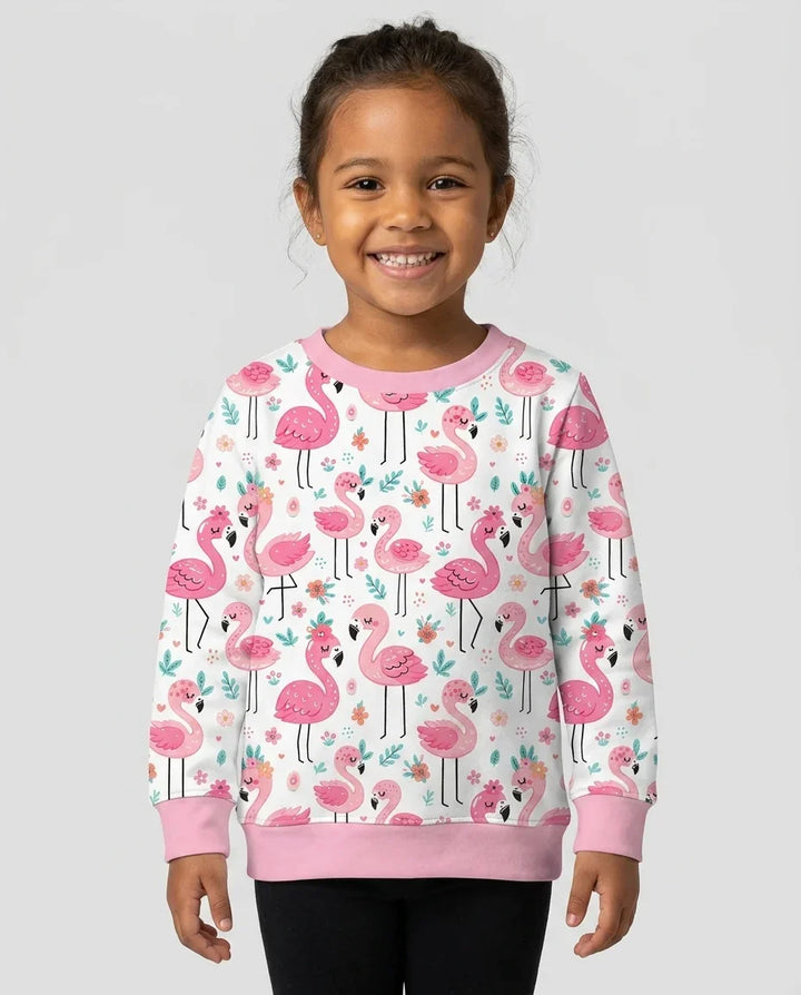 Hello Flamingo Bambus Rundhals-Sweatshirt