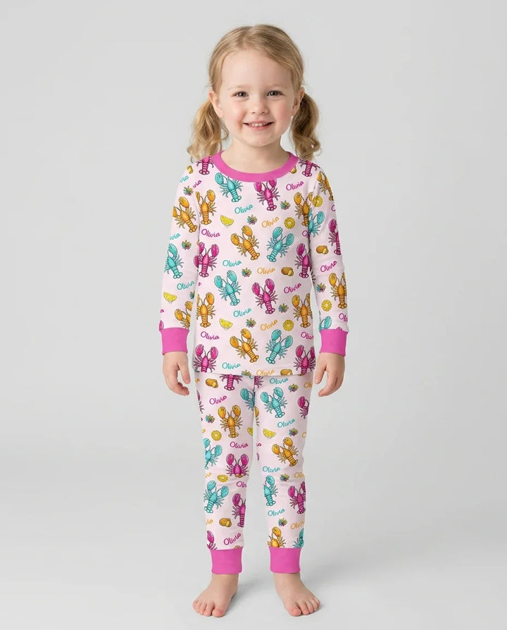 Zweiteiliges Langarm-Pyjama-Set mit Sommerfrüchten