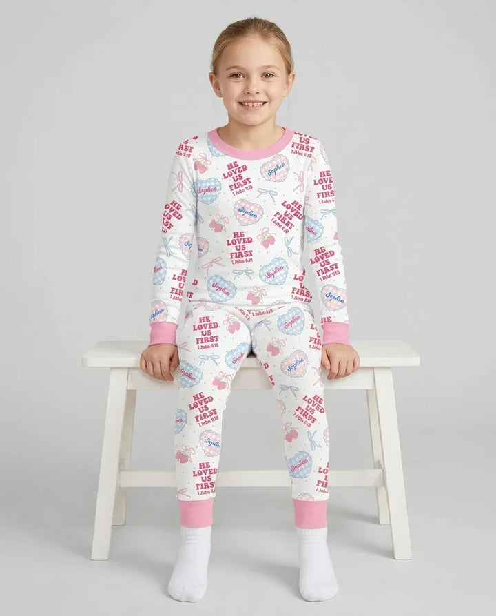 Zweiteiliges Langarm-Pyjama-Set mit Sommerfrüchten