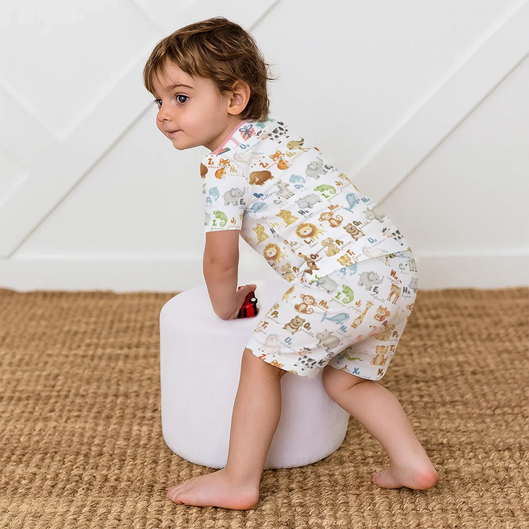 Zweiteiliges Pyjama-Set mit kurzen Ärmeln und Shorts im Sommer-Design