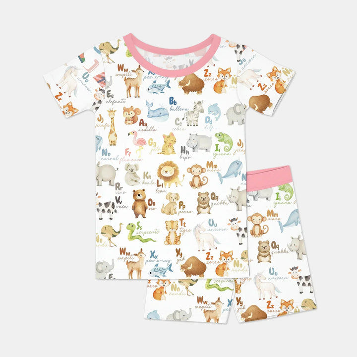 Zweiteiliges Pyjama-Set mit kurzen Ärmeln und Shorts im Sommer-Design