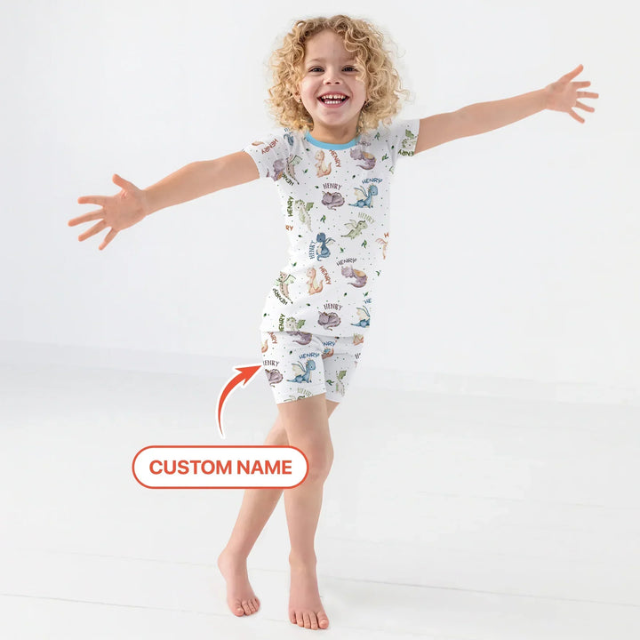 Zweiteiliges Pyjama-Set mit kurzen Ärmeln und Shorts im Sommer-Design