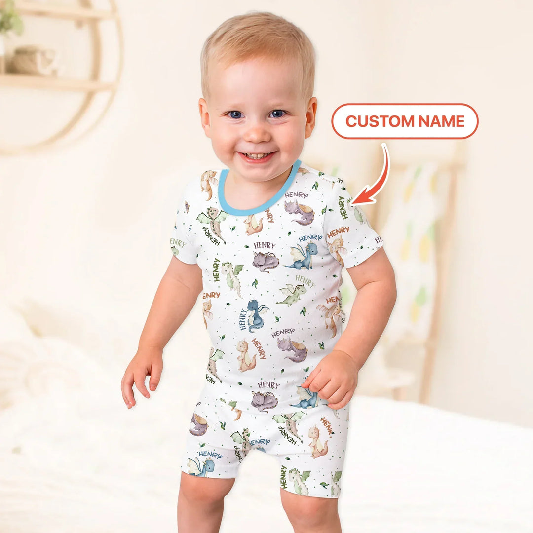 Zweiteiliges Pyjama-Set mit kurzen Ärmeln und Shorts im Sommer-Design