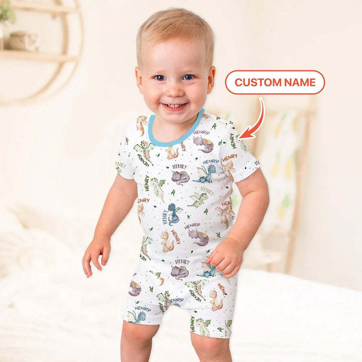 Zweiteiliges Pyjama-Set mit kurzen Ärmeln und Shorts im Sommer-Design