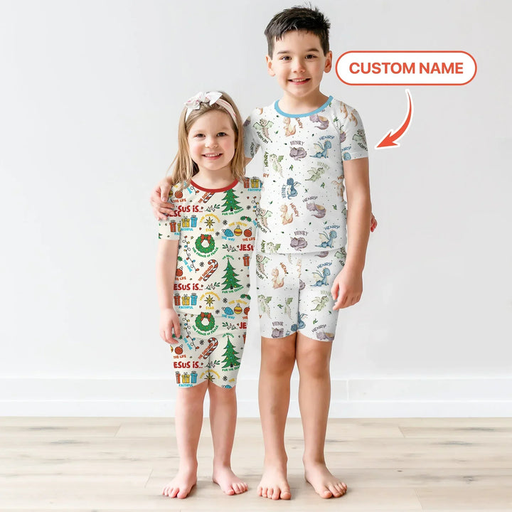 Zweiteiliges Pyjama-Set mit kurzen Ärmeln und Shorts im Sommer-Design