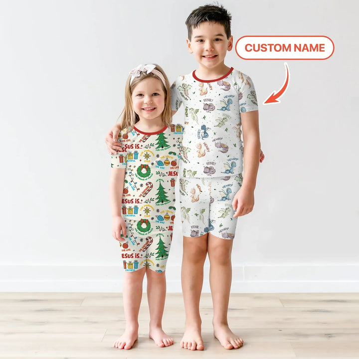 Zweiteiliges Pyjama-Set mit kurzen Ärmeln und Shorts im Sommer-Design