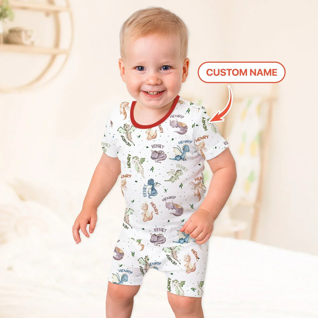 Zweiteiliges Pyjama-Set mit kurzen Ärmeln und Shorts im Sommer-Design