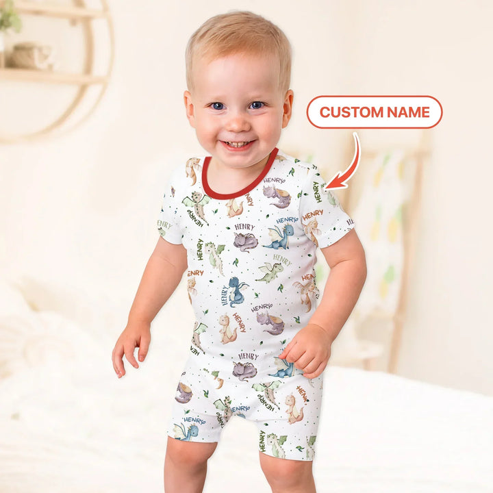 Zweiteiliges Pyjama-Set mit kurzen Ärmeln und Shorts im Sommer-Design