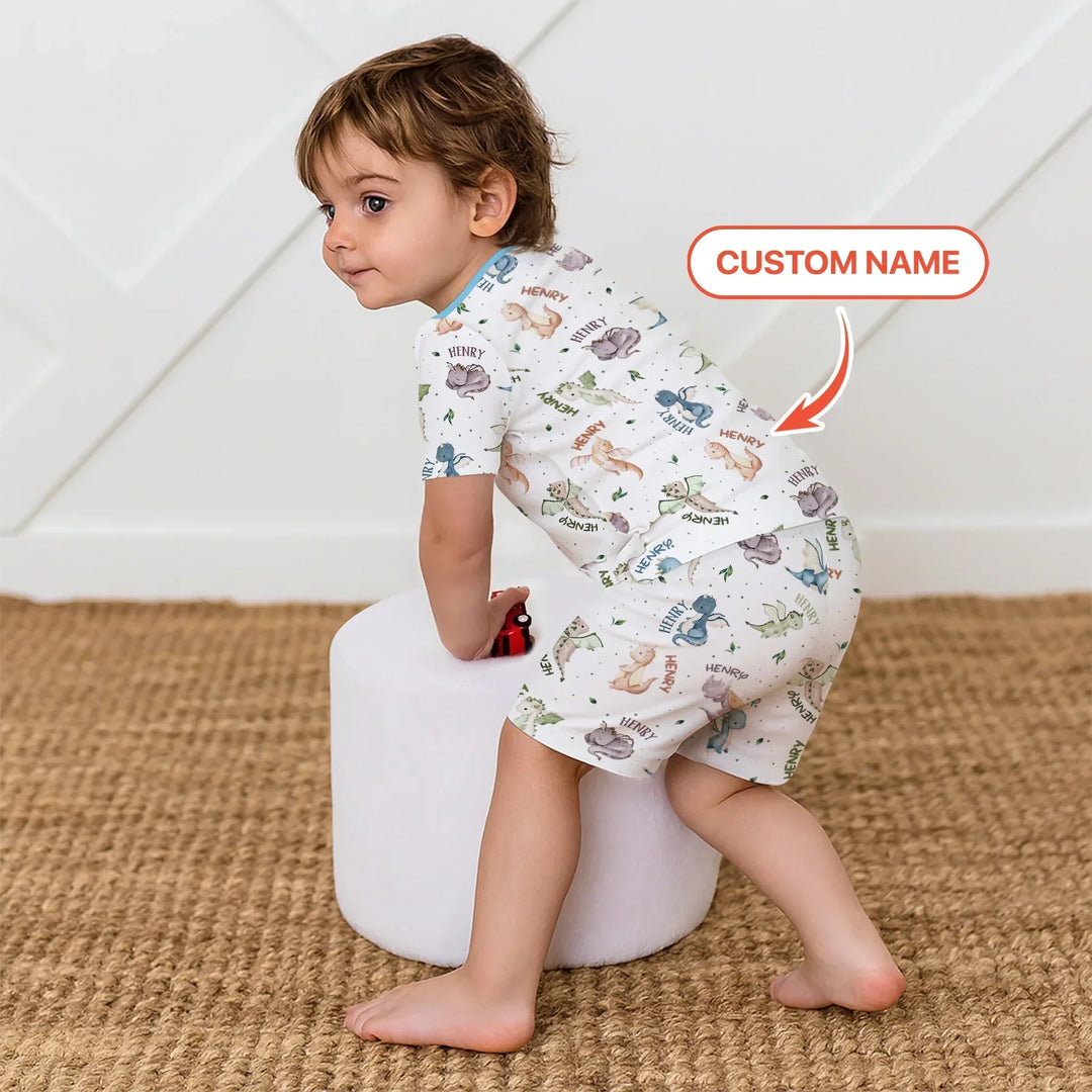 Zweiteiliges Pyjama-Set mit kurzen Ärmeln und Shorts im Sommer-Design