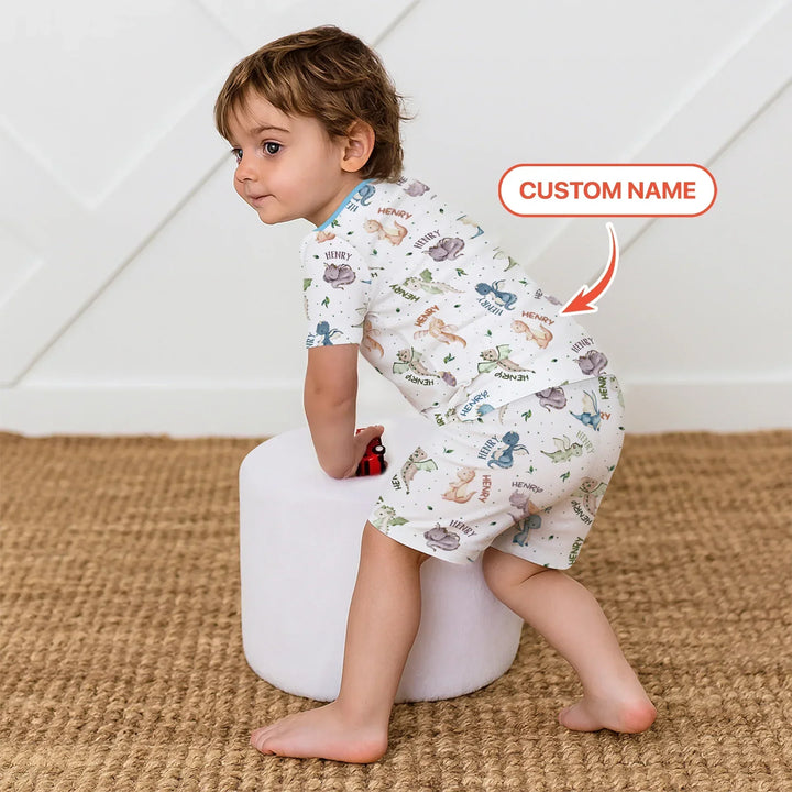 Zweiteiliges Pyjama-Set mit kurzen Ärmeln und Shorts im Sommer-Design