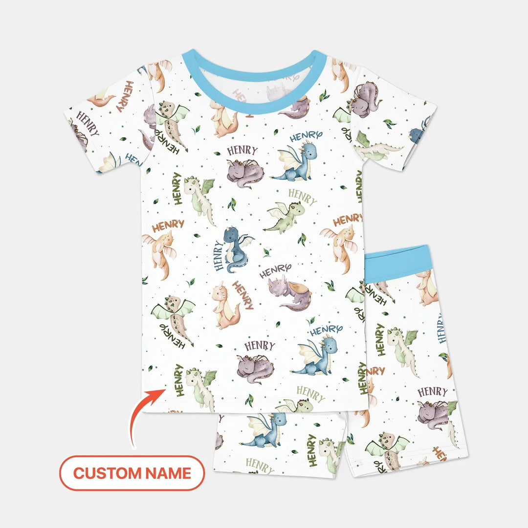 Zweiteiliges Pyjama-Set mit kurzen Ärmeln und Shorts im Sommer-Design