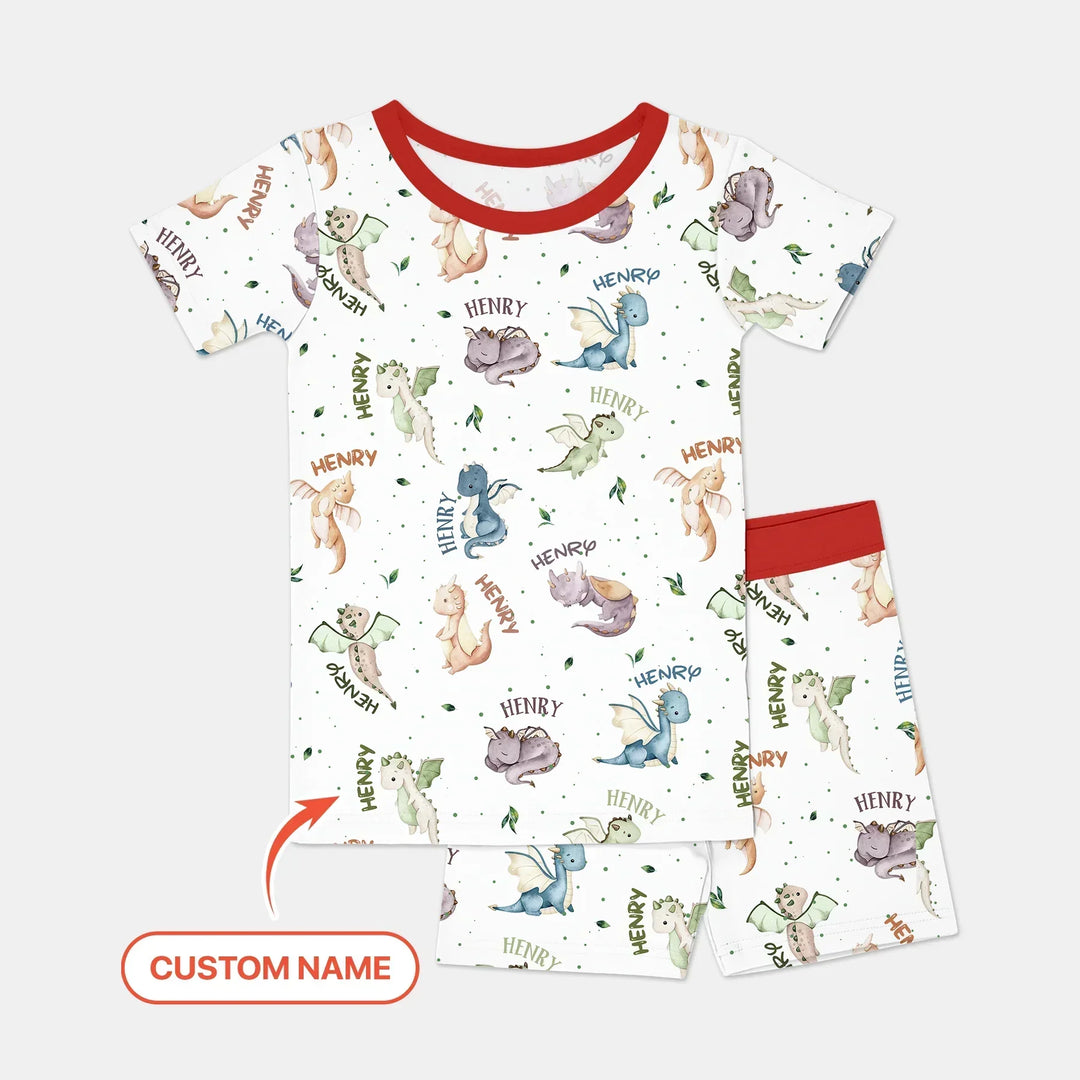 Zweiteiliges Pyjama-Set mit kurzen Ärmeln und Shorts im Sommer-Design
