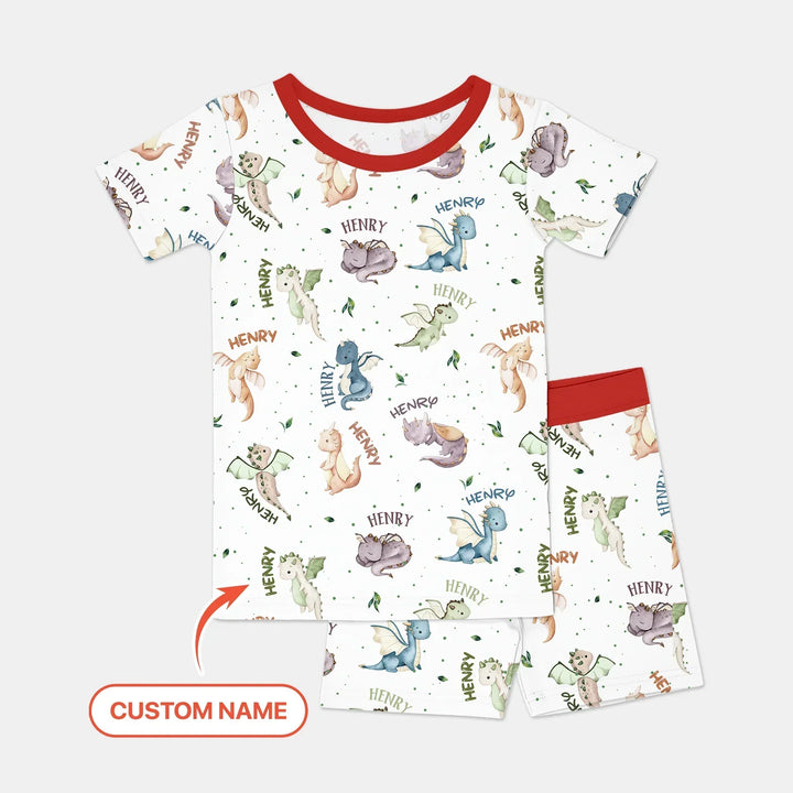 Zweiteiliges Pyjama-Set mit kurzen Ärmeln und Shorts im Sommer-Design
