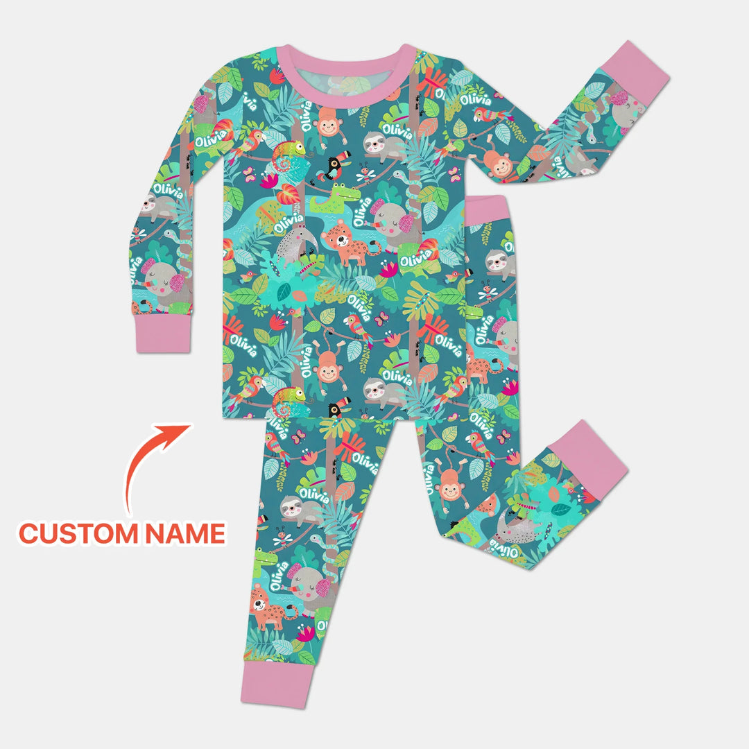 Zweiteiliges Langarm-Pyjama-Set mit Sommerfrüchten