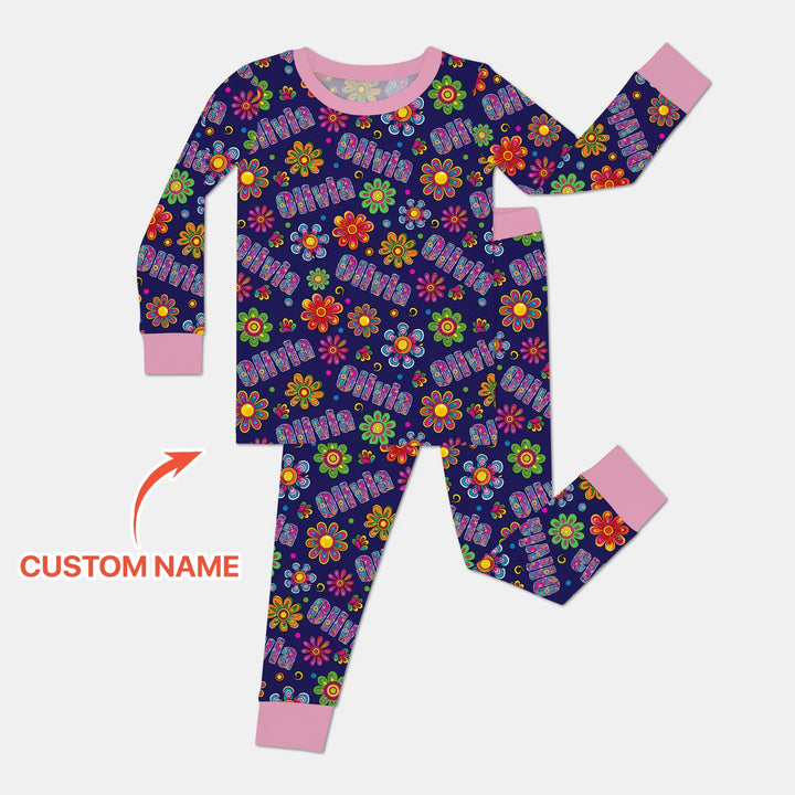 Zweiteiliges Langarm-Pyjama-Set mit Sommerfrüchten