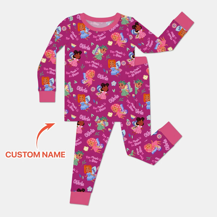 Zweiteiliges Langarm-Pyjama-Set mit Sommerfrüchten