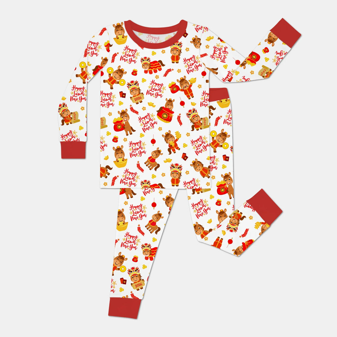 Zweiteiliges Langarm-Pyjama-Set mit Sommerfrüchten
