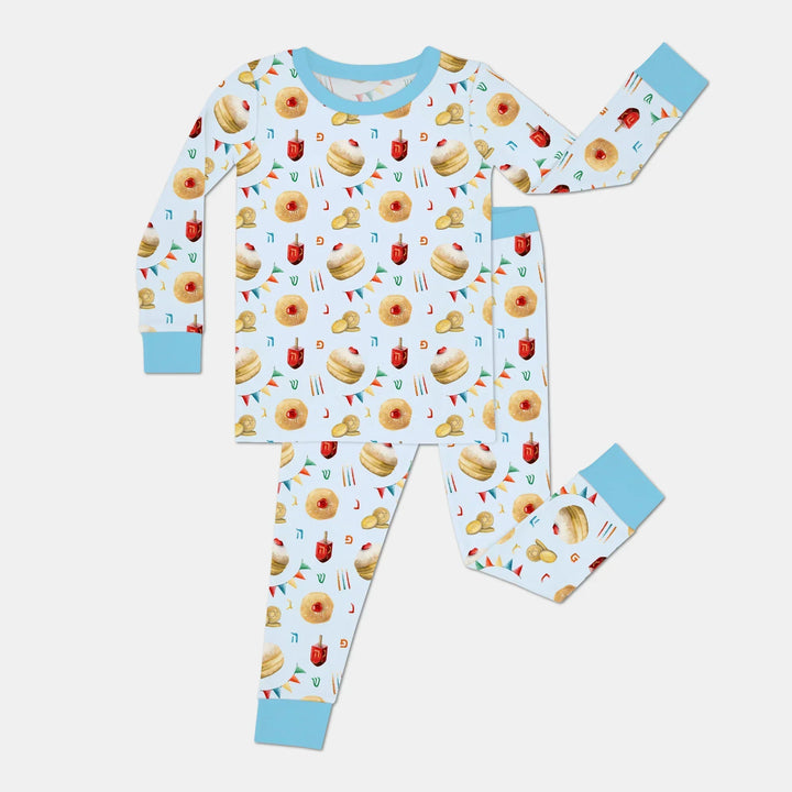 Hanukkah Donuts Two Piece Long Sleeve Pajama Set , Hanukkah Donuts Two Piece Long Sleeve Pajama Set - 12-18M / Blue