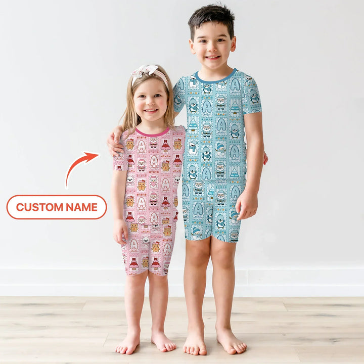 Zweiteiliges Pyjama-Set mit kurzen Ärmeln und Shorts im Sommer-Design