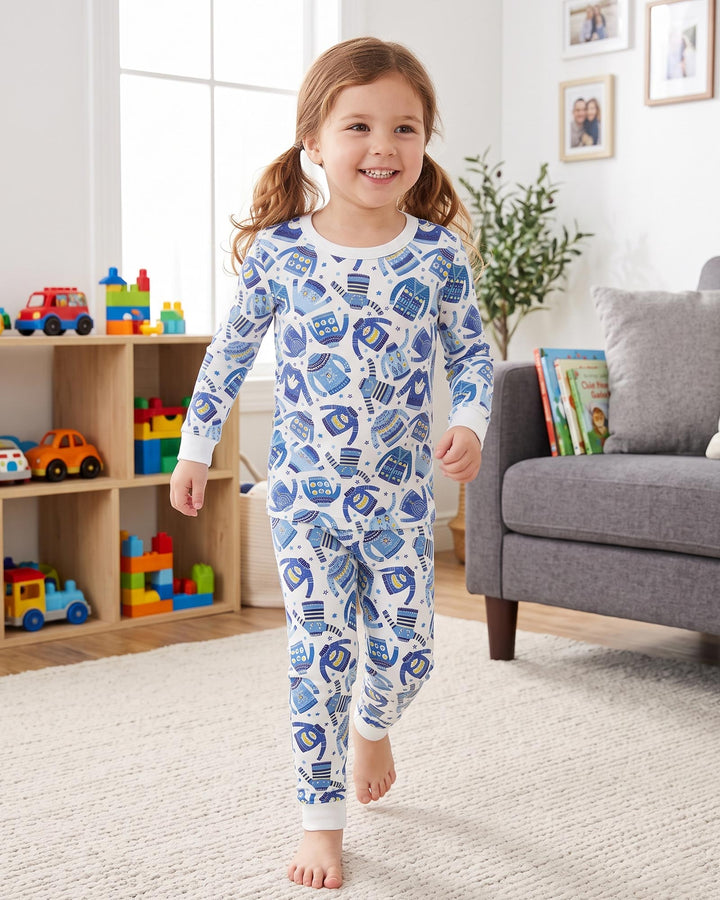 Cute Hanukkah Jumpers Bamboo Two Piece Long Sleeve Pajama Set