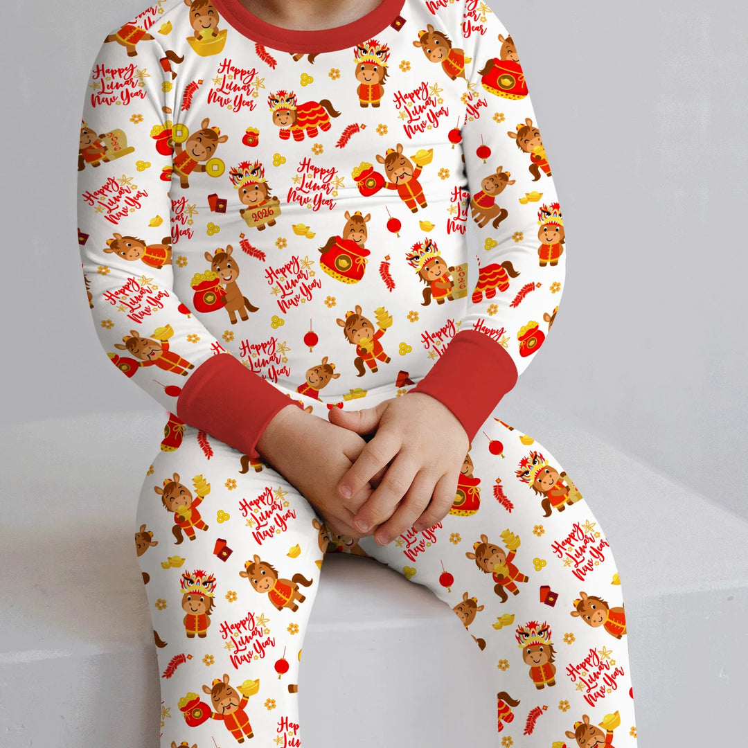 Zweiteiliges Langarm-Pyjama-Set mit Sommerfrüchten