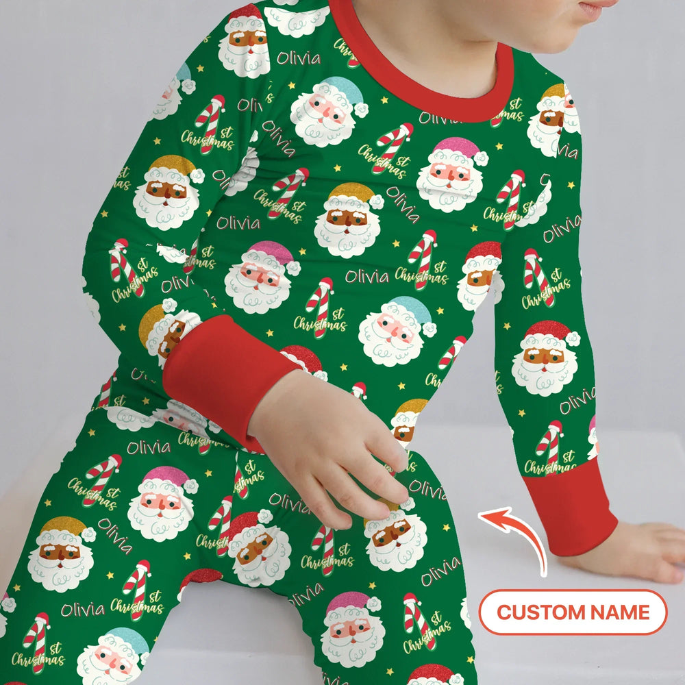 Personalized 1st Christmas Two Piece Long Sleeve Pajama Set , Personalized 1st Christmas Two Piece Long Sleeve Pajama Set - 12-18M