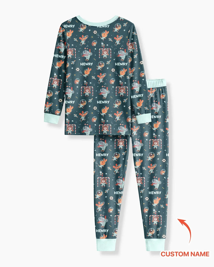 Zweiteiliges Langarm-Pyjama-Set mit Sommerfrüchten
