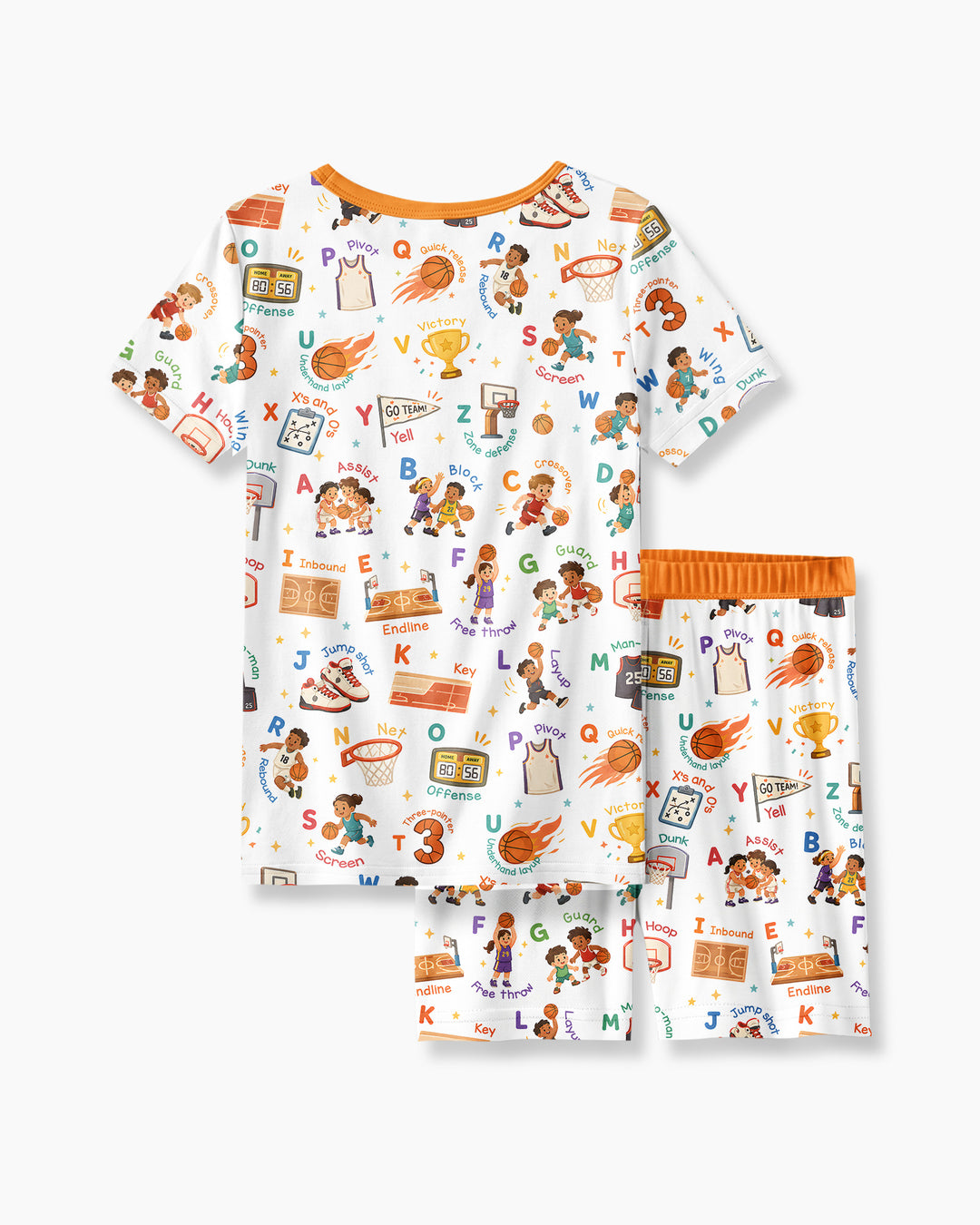Basketball Alphabet Bamboo Two Piece Short Sleeve Shorts Pajama Set