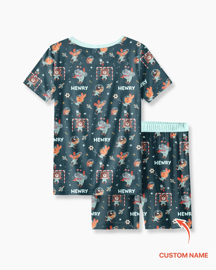 Zweiteiliges Pyjama-Set mit kurzen Ärmeln und Shorts im Sommer-Design
