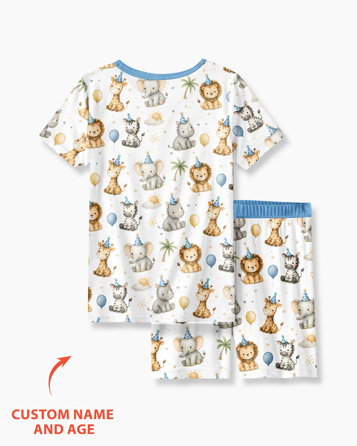 Custom Name Safari Animals When I Wake Up I Will Be Birthday Bamboo Two Piece Short Sleeve Shorts Pajama Set