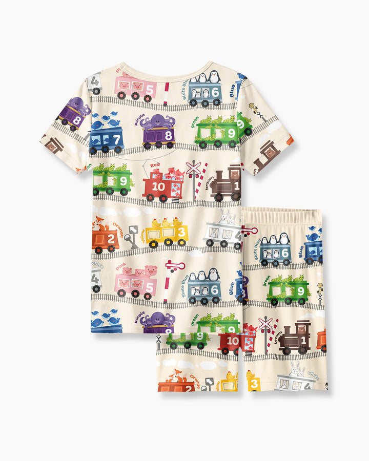 Color Train Bamboo Two Piece Short Sleeve Shorts Pajama Set