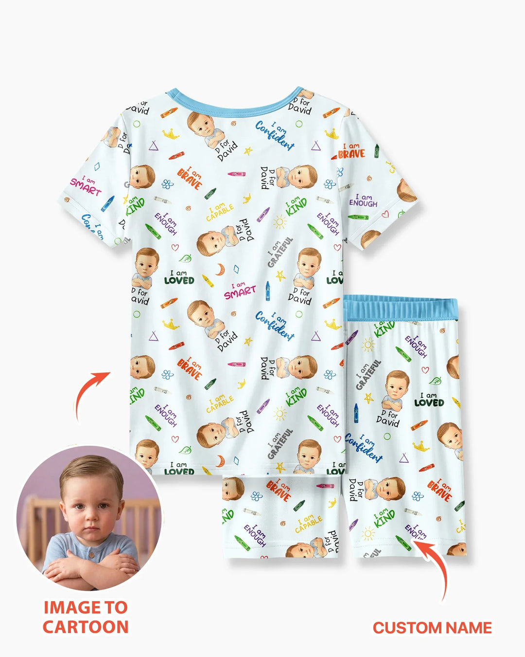Zweiteiliges Pyjama-Set mit kurzen Ärmeln und Shorts im Sommer-Design