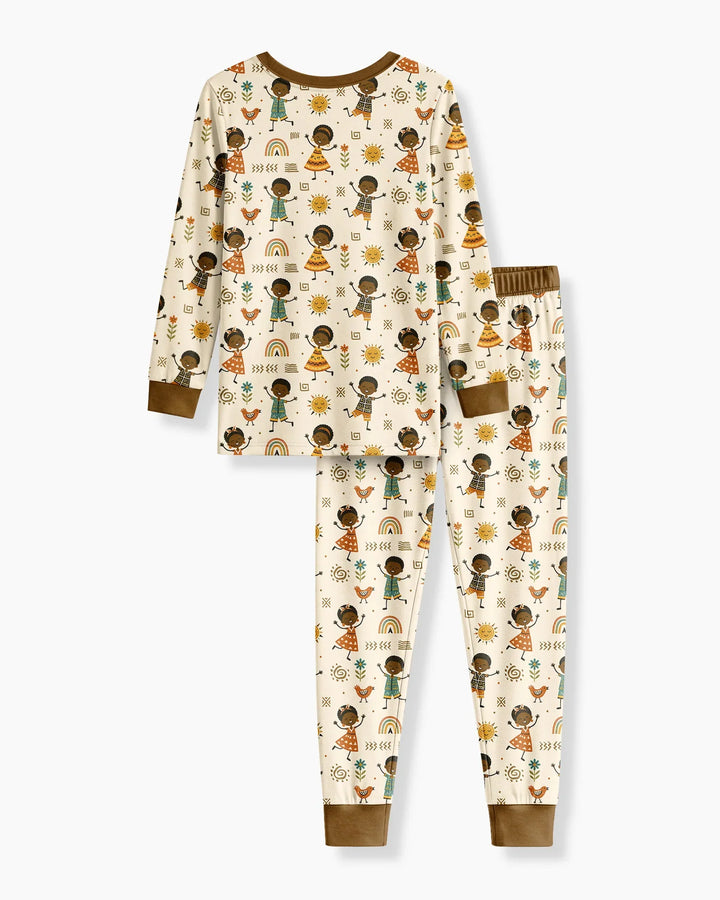 Zweiteiliges Langarm-Pyjama-Set mit Sommerfrüchten