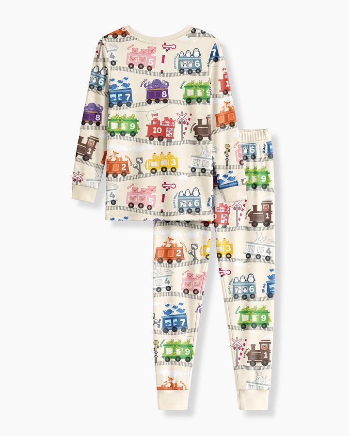 Zweiteiliges Langarm-Pyjama-Set mit Sommerfrüchten