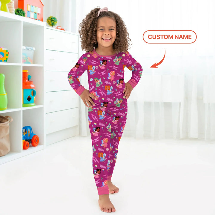 Zweiteiliges Langarm-Pyjama-Set mit Sommerfrüchten