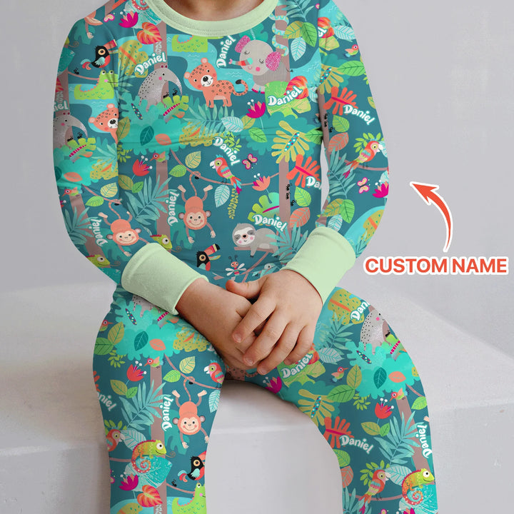 Zweiteiliges Langarm-Pyjama-Set mit Sommerfrüchten
