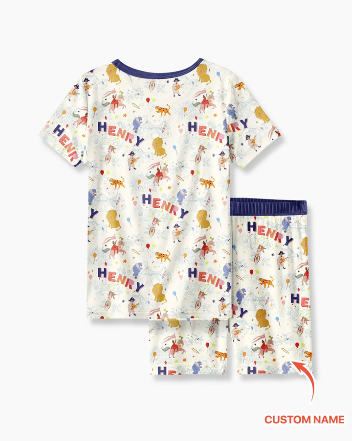 Zweiteiliges Pyjama-Set mit kurzen Ärmeln und Shorts im Sommer-Design
