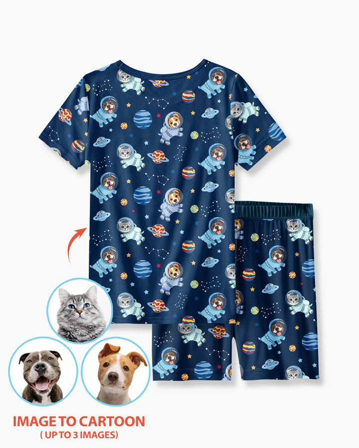 Schlafanzug-Set zweiteilig, kurze Ärmel, kurze Hose, Bambus
