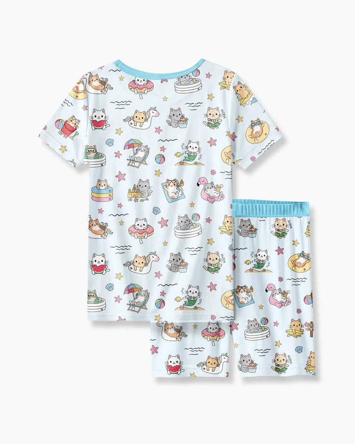 Template Zweiteiliges Pyjama-Set mit kurzen Ärmeln und Shorts