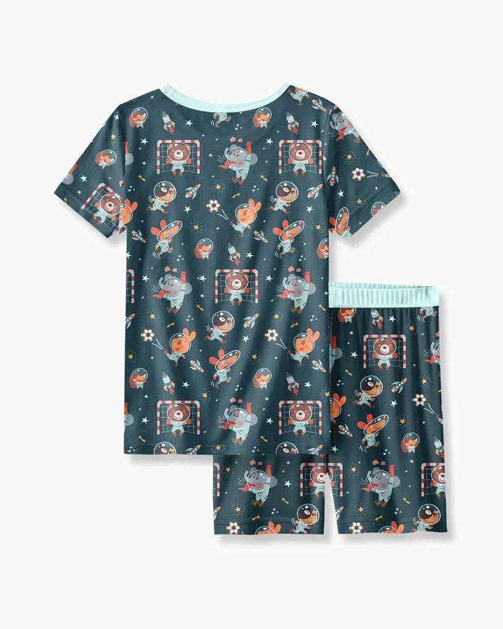 Zweiteiliges Pyjama-Set mit kurzen Ärmeln und Shorts im Sommer-Design