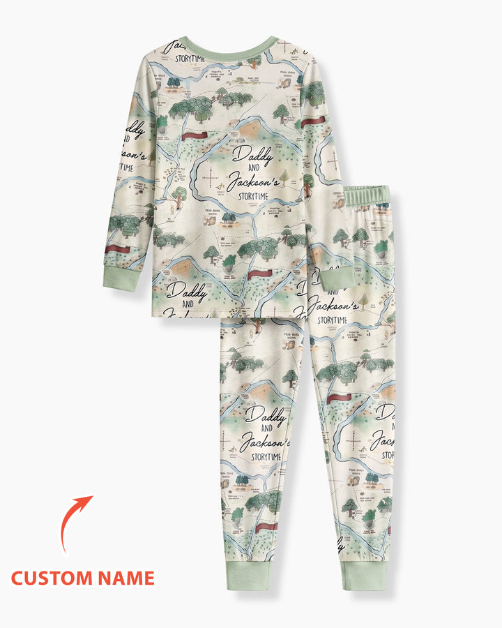 Mommy Daddy And Me Bedtime Story Family Matching Bamboo Two Piece Long Sleeve Pajama Set