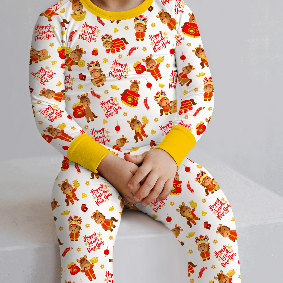 Zweiteiliges Langarm-Pyjama-Set mit Sommerfrüchten
