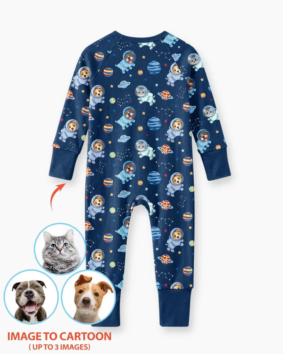 Astronaut Custom Pet Image Family Matching Bamboo Convertible Zippy