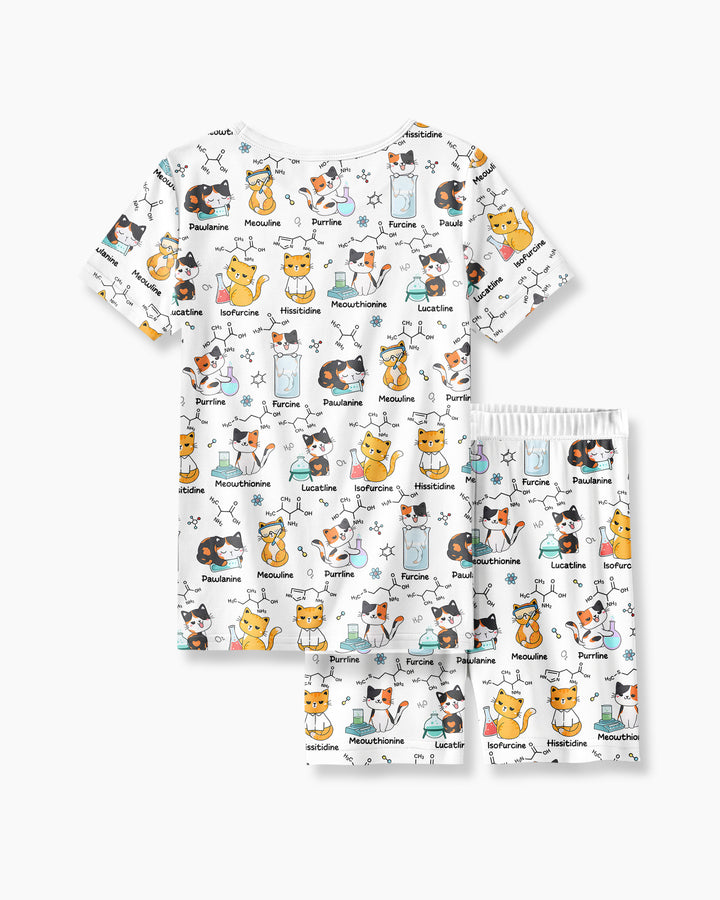Biochemistry Cat Bamboo Two Piece Short Sleeve Shorts Pajama Set