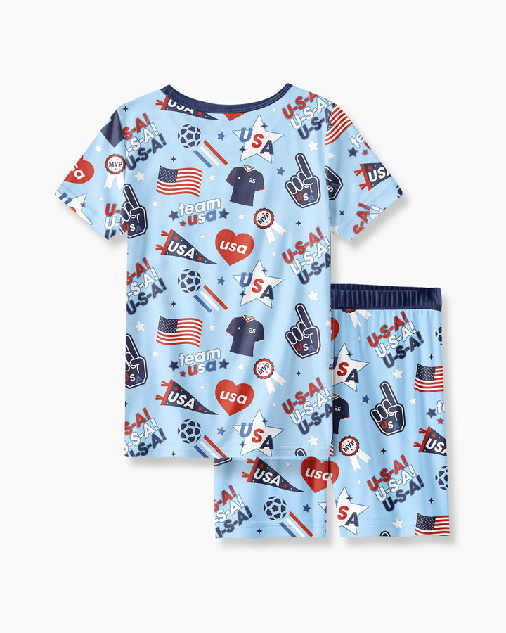 Schlafanzug-Set zweiteilig, kurze Ärmel, kurze Hose, Bambus